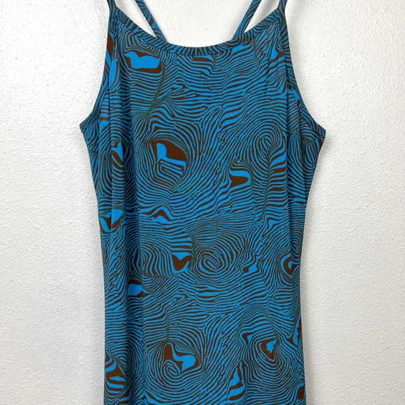 Paloma Wool Luz Slinky Midi Dress Size Large Zebra Print Mosaic Blue 90s Y2K - Picture 3 of 16